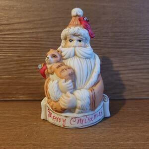 Vintage Ceramic Woodland Santa Claus Racoon Bell KSA Kurt S Adler Inc